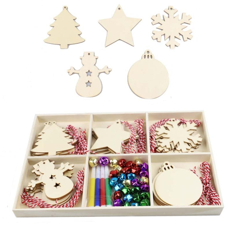 Christmas Creative DIY Decoration Gift Set  Handmade Wood Chip Pendant