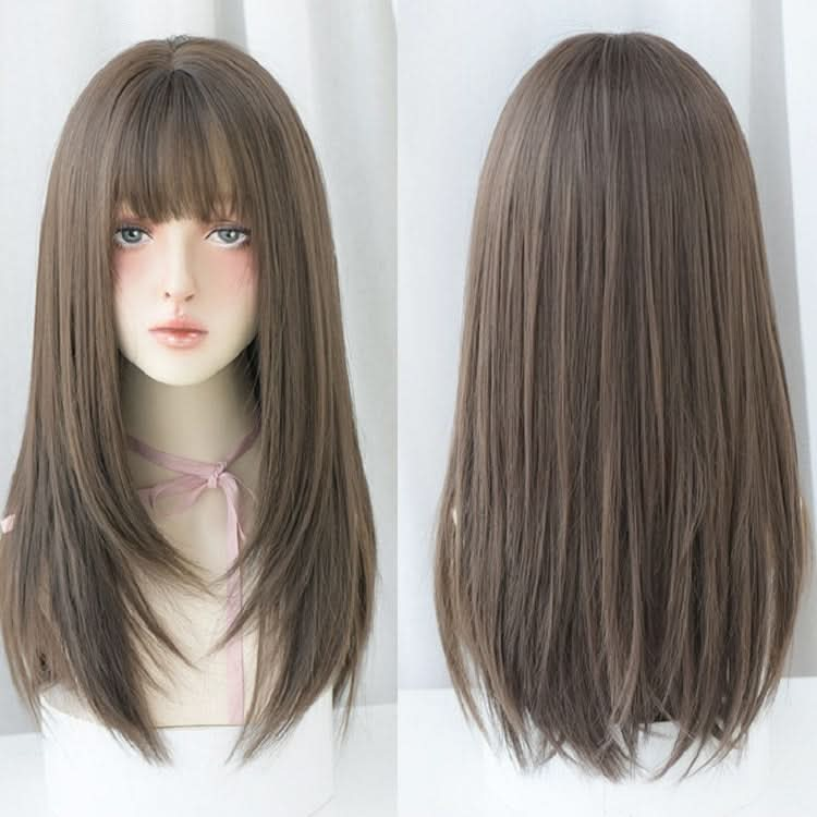 Ladies Long Straight Hair Air Bangs Wig Hair Set Reluova