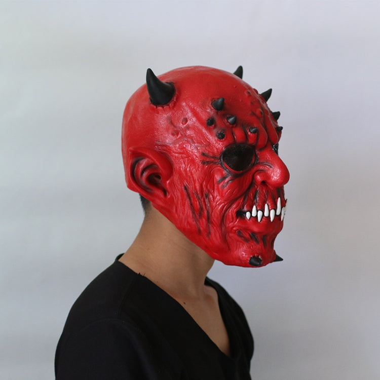 Halloween Party Haunted House Bar Hell Ox Horn Monster Horror Headgear Latex Mask