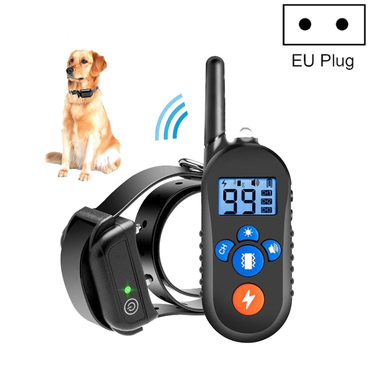 800m Remote Control Electric Shock Bark Stopper Vibration Warning Pet Supplies Electronic Waterproof Collar Dog Training Device, Style:556-1(EU Plug)-Reluova