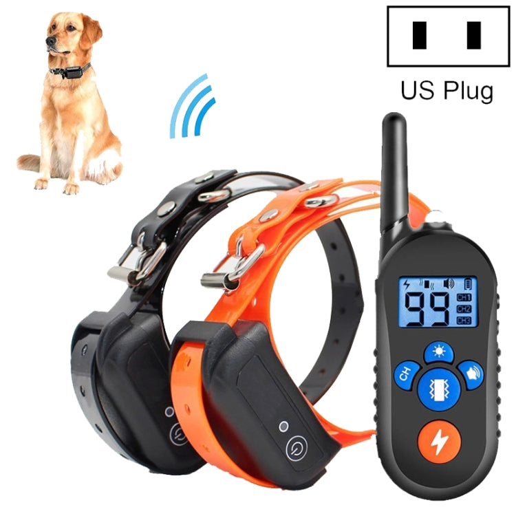 800m Remote Control Electric Shock Bark Stopper Vibration Warning Pet Supplies Electronic Waterproof Collar Dog Training Device, Style:556-2(US Plug)-Reluova