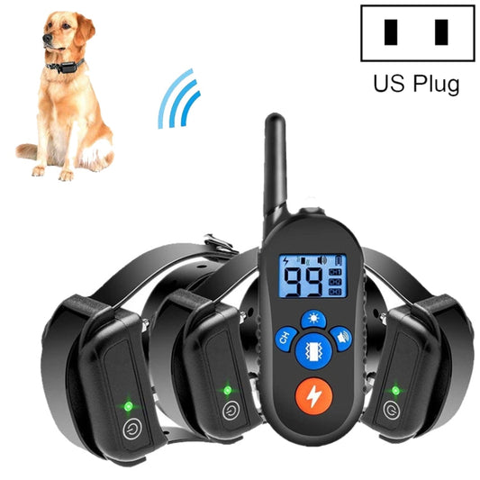 800m Remote Control Electric Shock Bark Stopper Vibration Warning Pet Supplies Electronic Waterproof Collar Dog Training Device, Style:556-3(US Plug)-Reluova