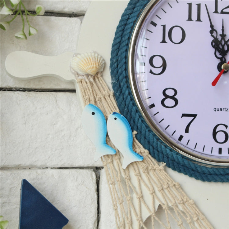 Mediterranean Style Blue And White Rudder Clock Wall Clock Home Living Room Bedroom Decoration Wooden Crafts My Store