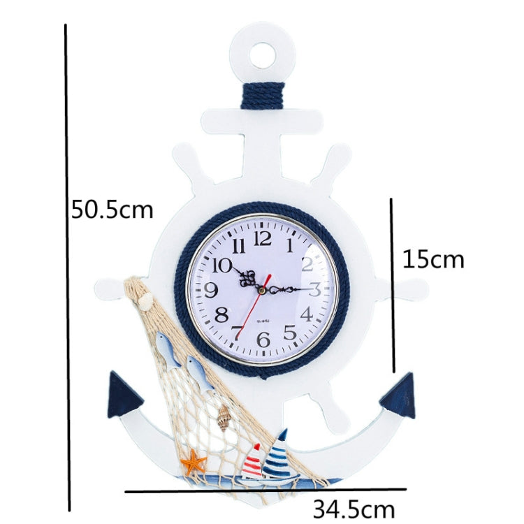 Mediterranean Style Blue And White Rudder Clock Wall Clock Home Living Room Bedroom Decoration Wooden Crafts My Store