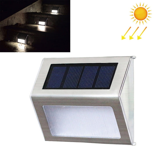 2PCS Solar Stainless Steel 3 LED Stair Wall Lamp Outdoor Garden Fence Light