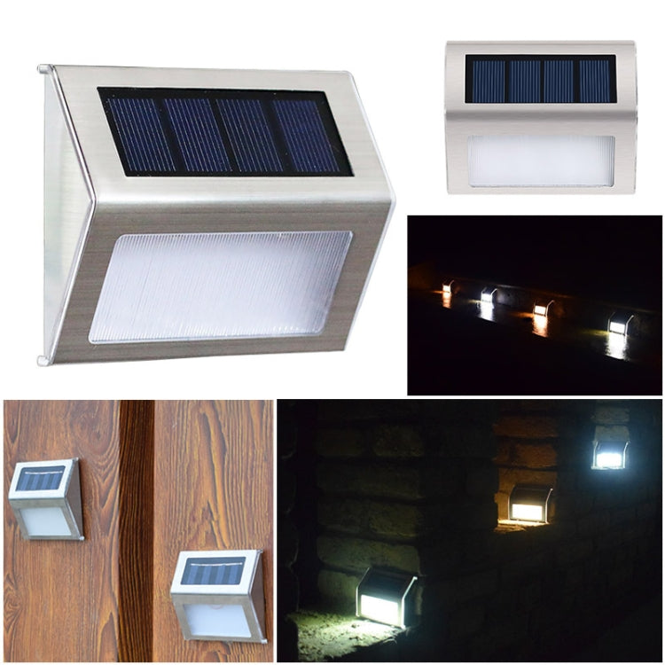 2PCS Solar Stainless Steel 3 LED Stair Wall Lamp Outdoor Garden Fence Light My Store