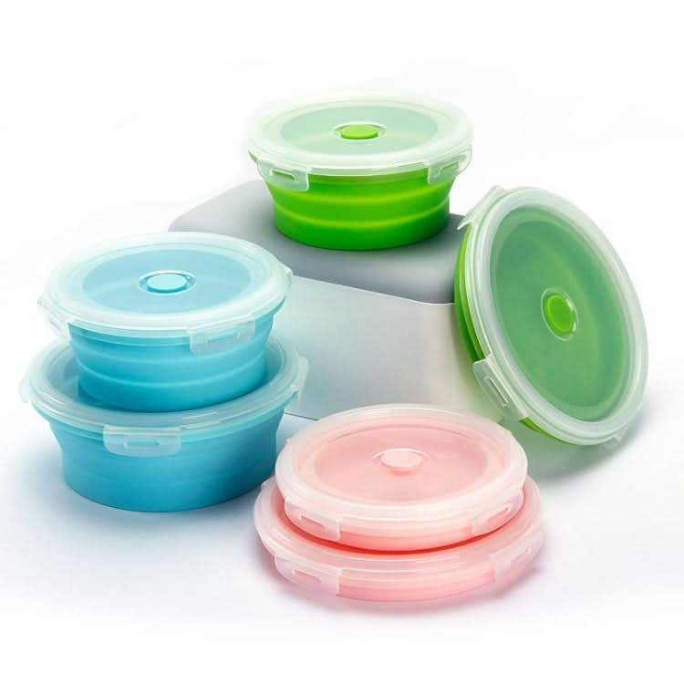 Microwave Portable Folding Lunch Box Round Silicone Lunch Box Random Colour Delivery, Capacity:350ml - Reluova