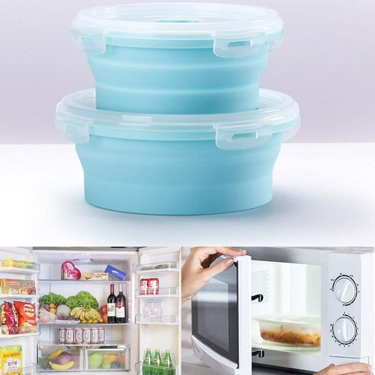 Microwave Portable Folding Lunch Box Round Silicone Lunch Box Random Colour Delivery, Capacity:350ml - Reluova