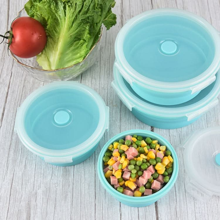 Microwave Portable Folding Lunch Box Round Silicone Lunch Box Random Colour Delivery, Capacity:350ml - Reluova