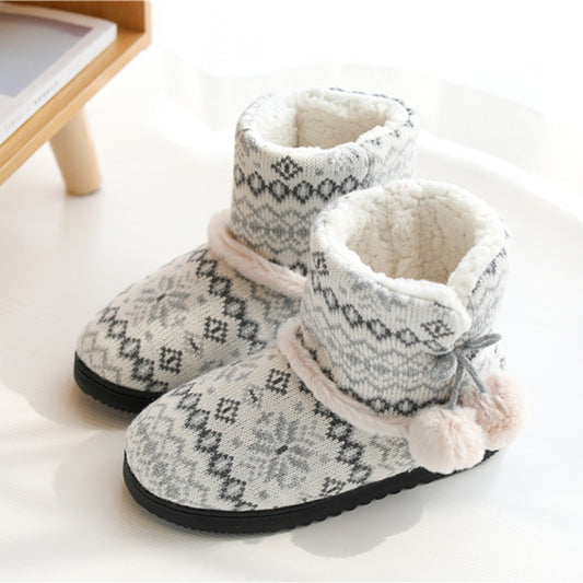 Winter High-Top Cotton Slippers Cotton Slippers With Heel Velvet Thick-Soled Indoor Warm Shoes