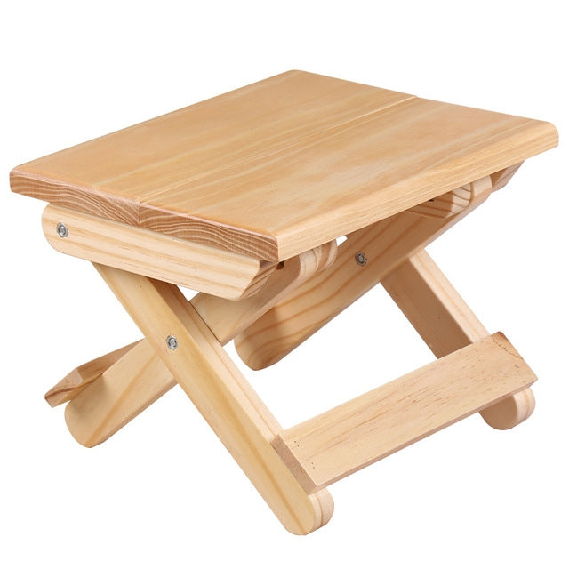 Portable Simple Pine Solid Wooden Folding Stool Outdoor Fishing Chair Stool Reluova