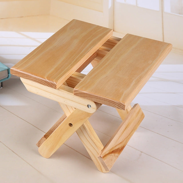 Portable Simple Pine Solid Wooden Folding Stool Outdoor Fishing Chair Stool Reluova