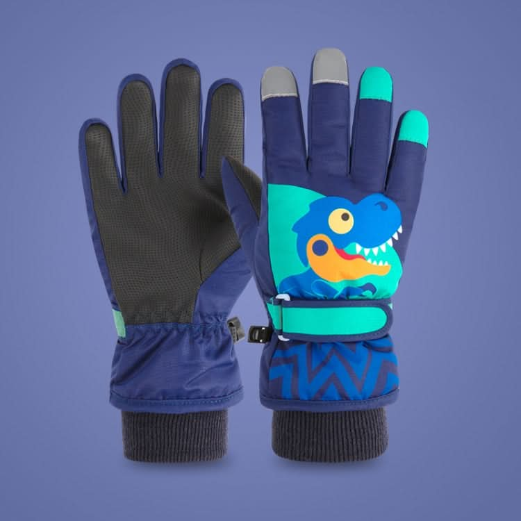 2020KL Cartoon Dinosaur Pattern Children Anti-Slip And Waterproof Ski Gloves Windproof and Warm Gloves for Cycling Sports-Reluova