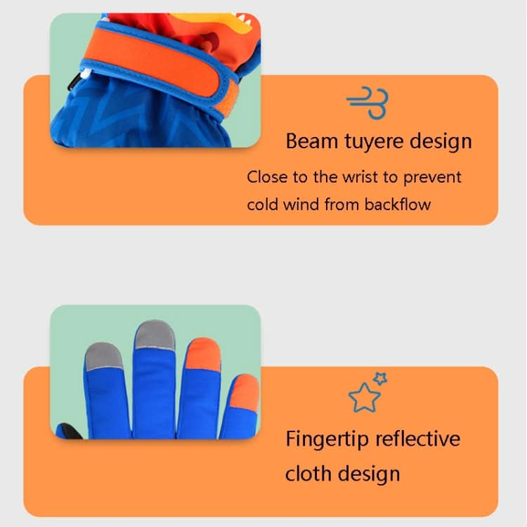 2020KL Cartoon Dinosaur Pattern Children Anti-Slip And Waterproof Ski Gloves Windproof and Warm Gloves for Cycling Sports-Reluova