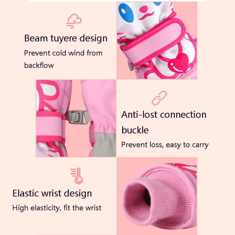 Cartoon Cat Pattern Girls Cute Cotton Gloves Children Ski Windproof and Warm Gloves Non-Slip and Waterproof Riding Gloves Reluova