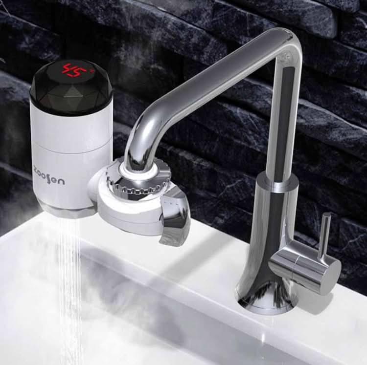 Zoosen Electric Hot Water Faucet Connection Type Instant Hot Water Faucet CN Plug, Style:White + Leak Protection - Reluova