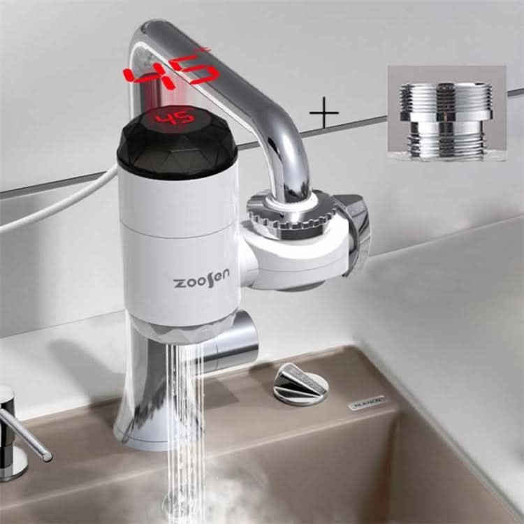 Zoosen Electric Hot Water Faucet Connection Type Instant Hot Water Faucet CN Plug, Style:White + Leak Protection - Reluova