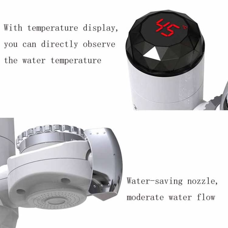 Zoosen Electric Hot Water Faucet Connection Type Instant Hot Water Faucet CN Plug, Style:White + Leak Protection - Reluova