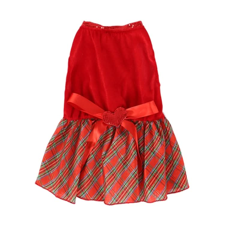 Christmas Pet Dog Plaid Butterfly Skirt - Reluova