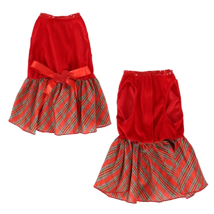 Christmas Pet Dog Plaid Butterfly Skirt - Reluova