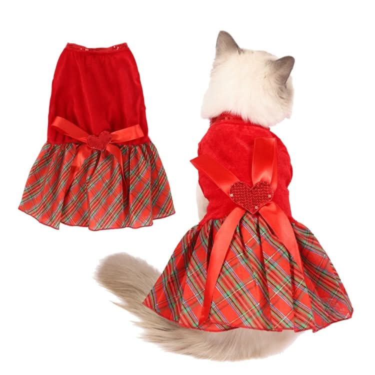 Christmas Pet Dog Plaid Butterfly Skirt - Reluova