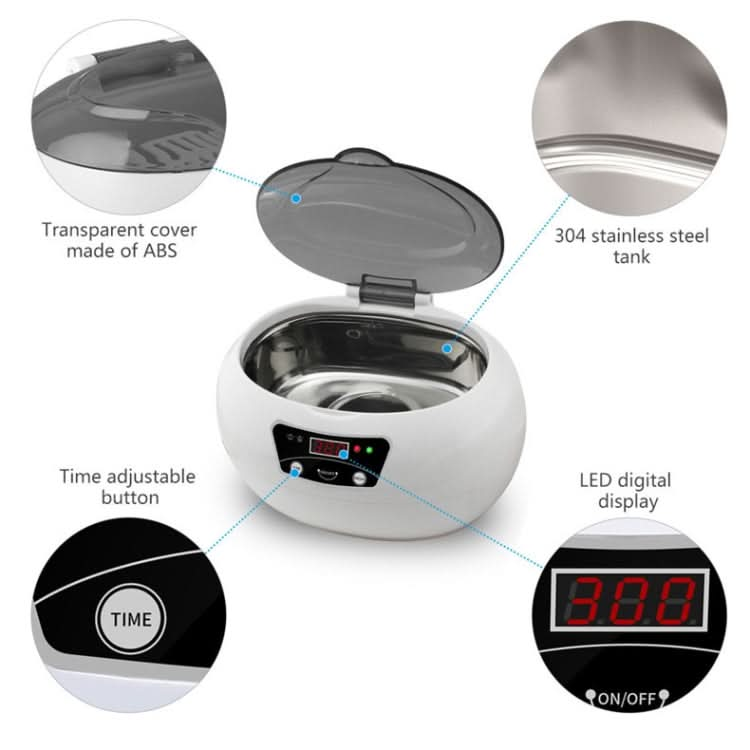 35W 600ml Mini Ultrasonic Cleaner Glasses Jewelry Household Ultrasonic Cleaner-Reluova