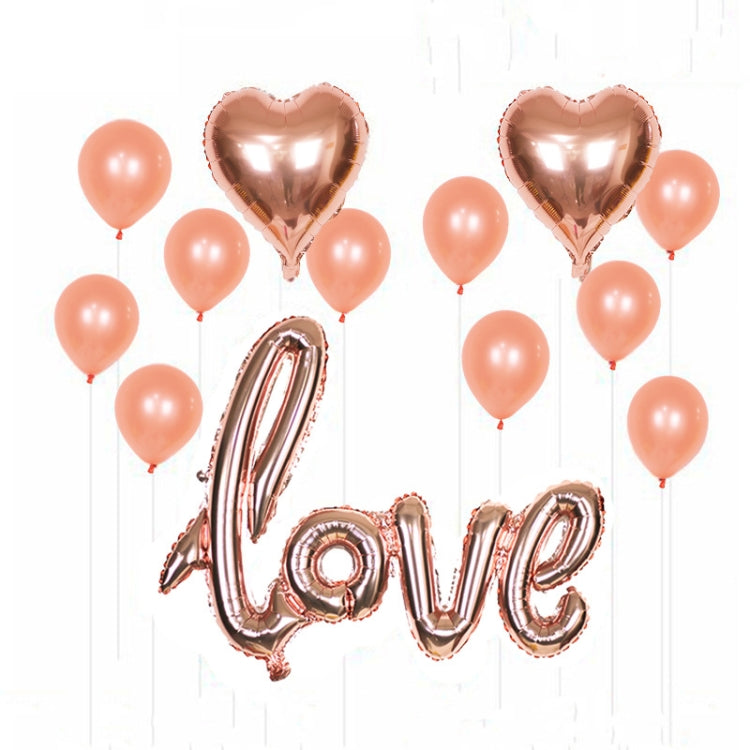 1 Set LOVE Aluminum Foil Balloon Decoration Set Wedding Wedding Wedding Venue Layout Balloons, Style:LOVE + 2 Heart Shape + 5 Sequins 5 Latex