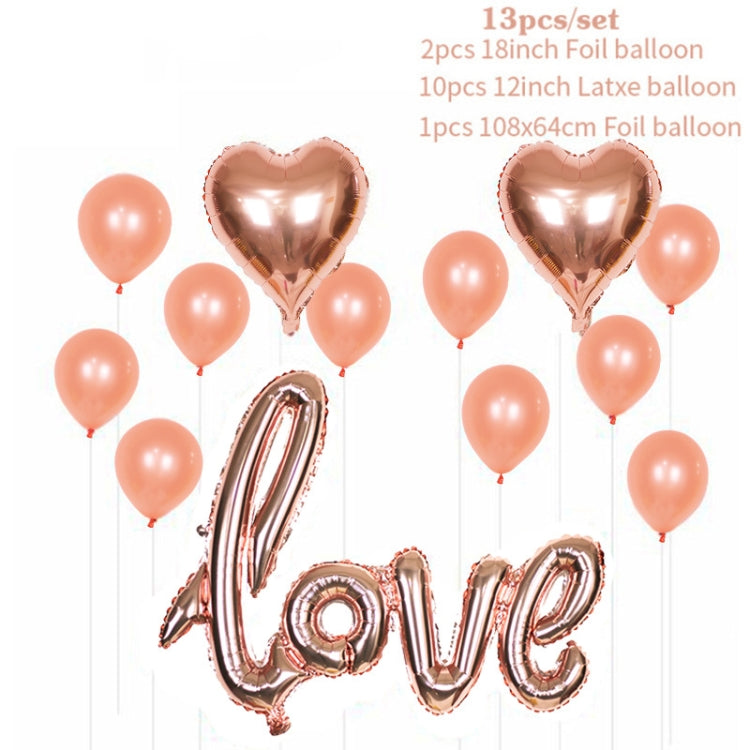 1 Set LOVE Aluminum Foil Balloon Decoration Set Wedding Wedding Wedding Venue Layout Balloons, Style:LOVE + 2 Heart Shape + 5 Sequins 5 Latex