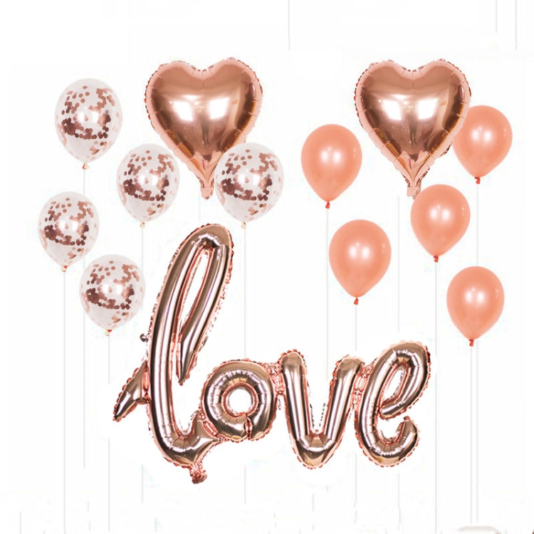 1 Set LOVE Aluminum Foil Balloon Decoration Set Wedding Wedding Wedding Venue Layout Balloons, Style:LOVE + 2 Heart Shape + 5 Sequins 5 Latex