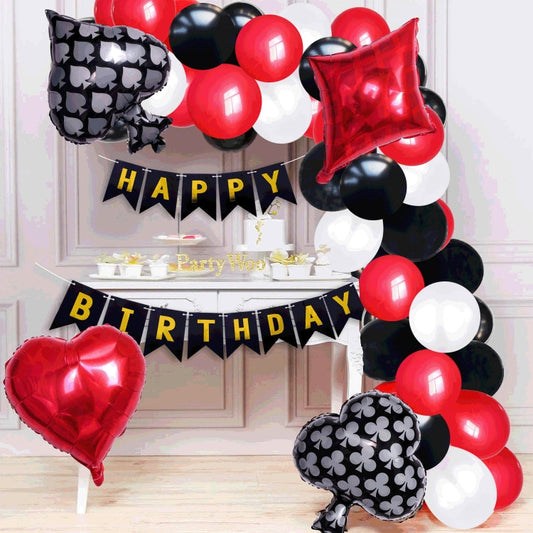 Playing Cards Balloon Decoration Round Latex Aluminum Foil Balloon Decoration Set Playing Cards Balloon Party Decoration My Store