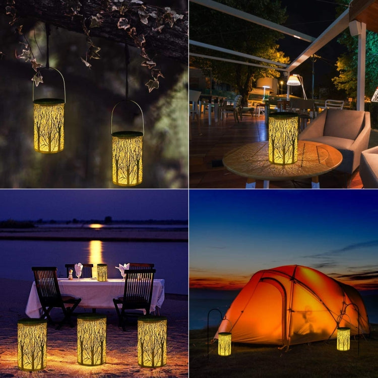 Outdoor Solar Wrought Iron Projection Lamp Hollow Wall Hanging Portable Garden Decorative Lamp