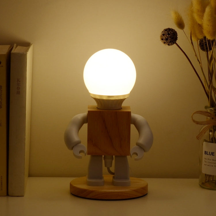 Solid Wood Robot Bedroom Bedside Simple Study Lamp Table Lamp My Store