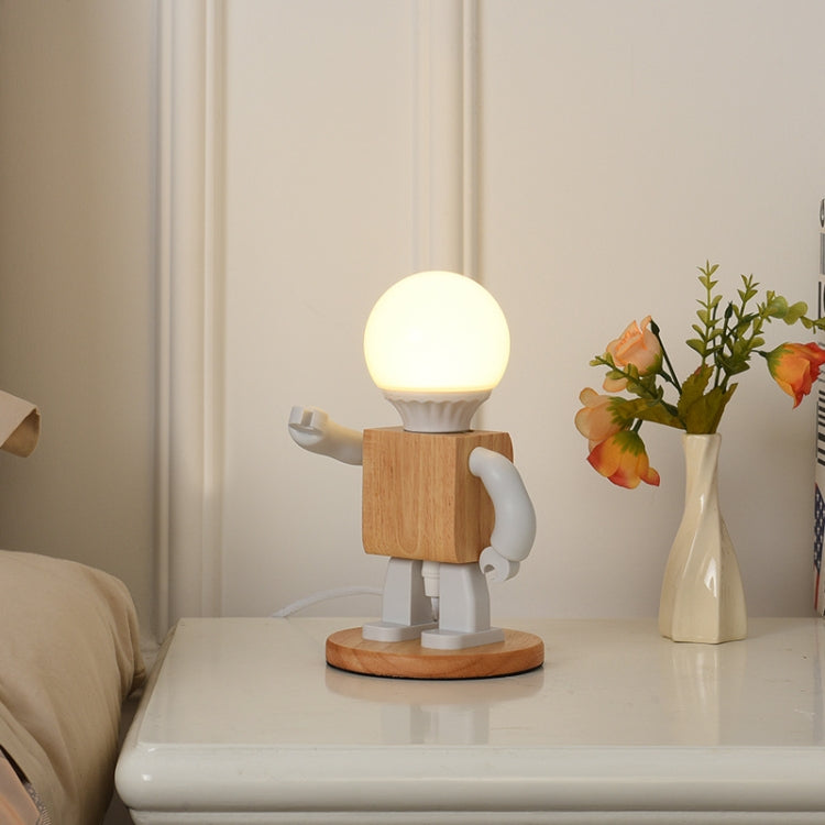 Solid Wood Robot Bedroom Bedside Simple Study Lamp Table Lamp My Store