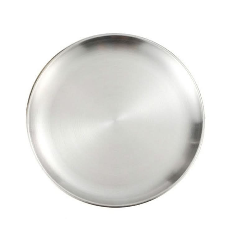 Stainless Steel Thickened Round Plate Cafe Tray Fruit Cake Plate Bone Plate Dish Shallow Plate - Reluova