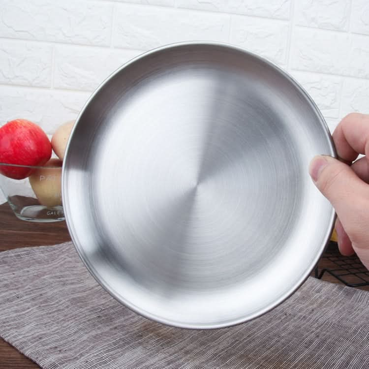 Stainless Steel Thickened Round Plate Cafe Tray Fruit Cake Plate Bone Plate Dish Shallow Plate - Reluova