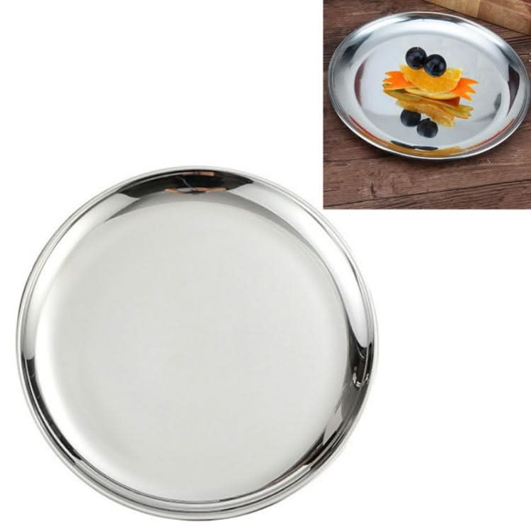 Stainless Steel Thickened Round Plate Cafe Tray Fruit Cake Plate Bone Plate Dish Shallow Plate - Reluova