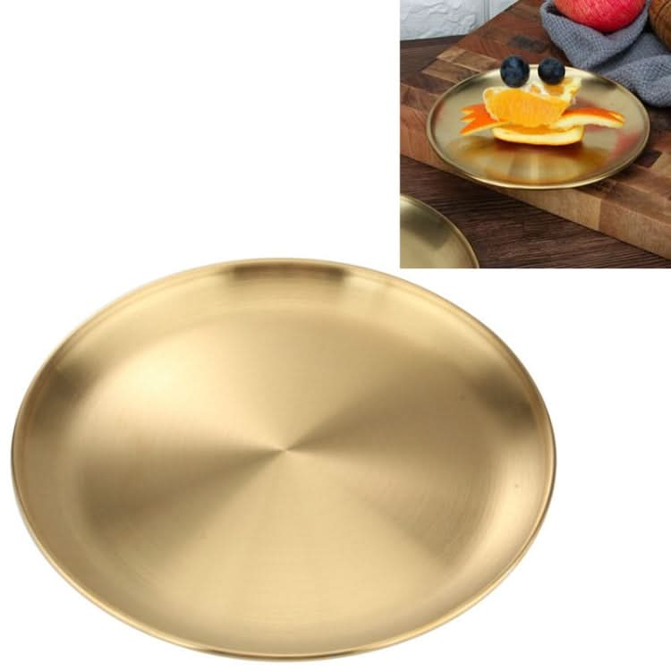 Stainless Steel Thickened Round Plate Cafe Tray Fruit Cake Plate Bone Plate Dish Shallow Plate - Reluova