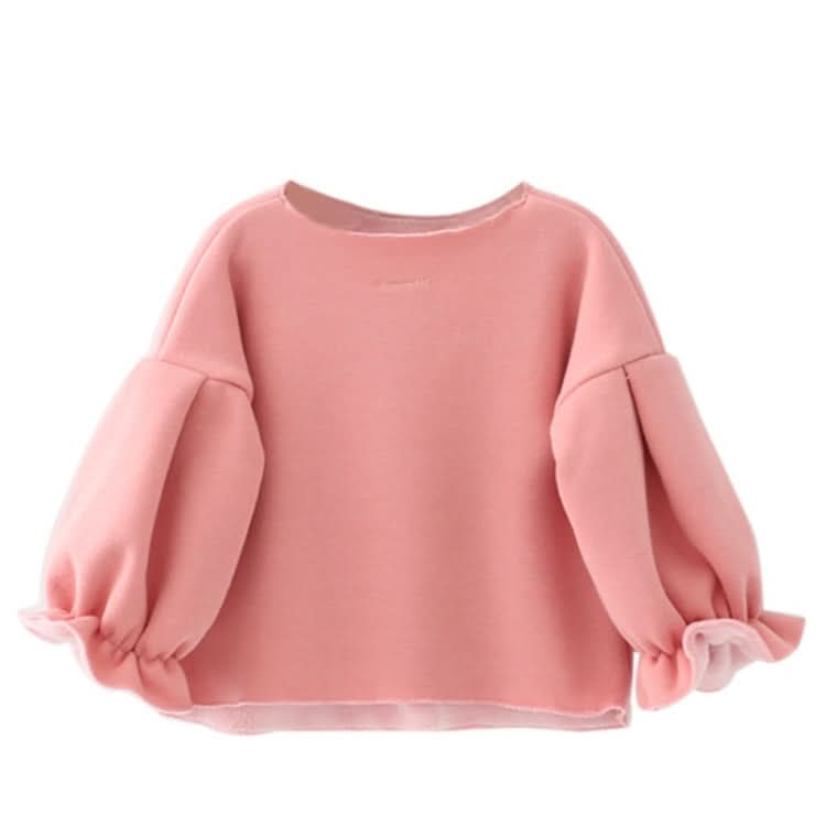 Autumn and Winter Warm Cute Puff Sleeve Top Heart-shaped Embroidered Sweatshirt Girls Tops Reluova