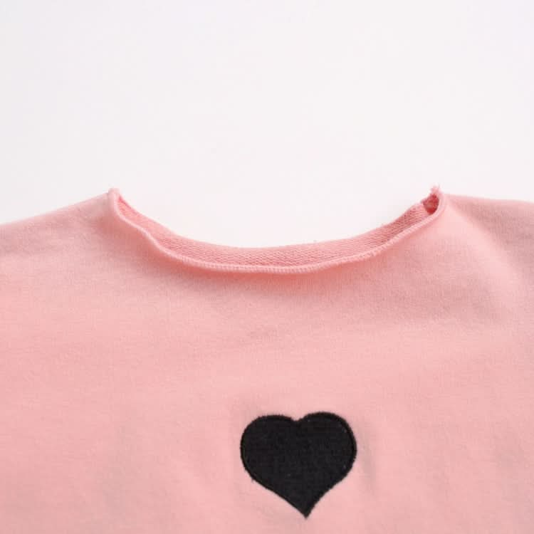 Autumn and Winter Warm Cute Puff Sleeve Top Heart-shaped Embroidered Sweatshirt Girls Tops Reluova