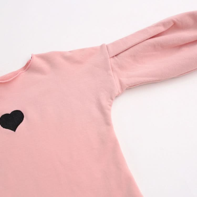 Autumn and Winter Warm Cute Puff Sleeve Top Heart-shaped Embroidered Sweatshirt Girls Tops Reluova