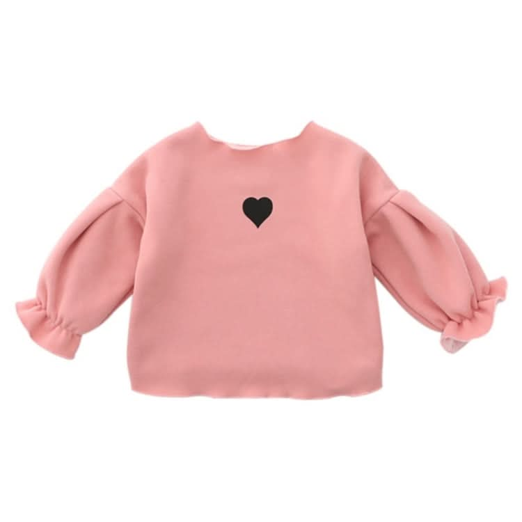 Autumn and Winter Warm Cute Puff Sleeve Top Heart-shaped Embroidered Sweatshirt Girls Tops Reluova