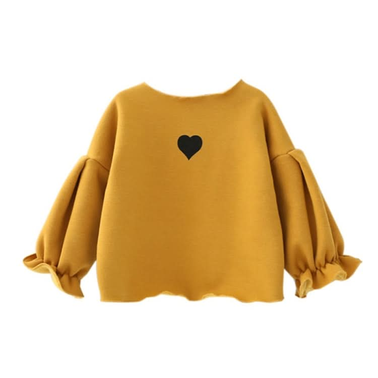 Autumn and Winter Warm Cute Puff Sleeve Top Heart-shaped Embroidered Sweatshirt Girls Tops Reluova