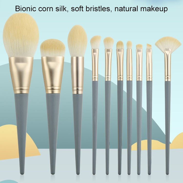 10 PCS / Set Makeup Brush Corn Silk Fiber Hair Loose Powder Brush Face And Eye Makeup Brush