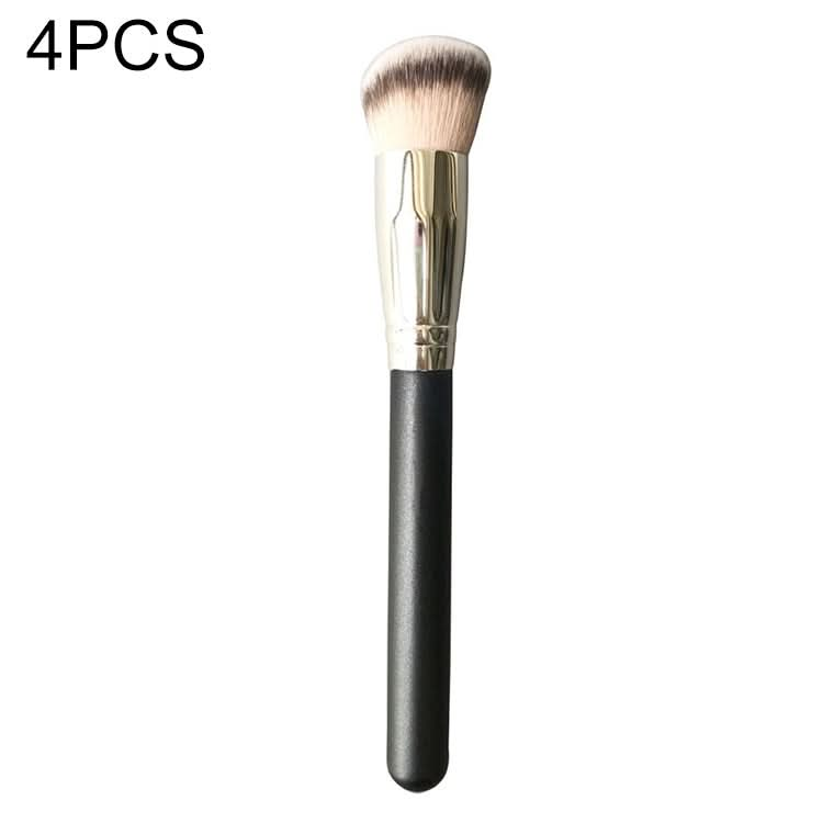 4 PCS Fiber Hair Makeup Brush Wooden Handle Foundation Brush-Reluova