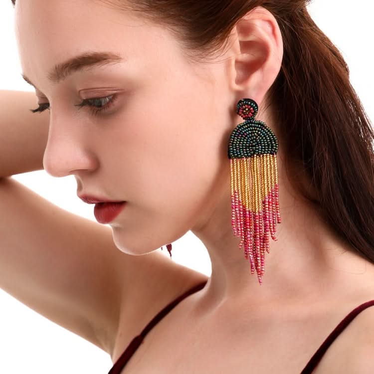 Ethnic Earrings Handmade Beaded Bohemian Tassel Earrings Reluova