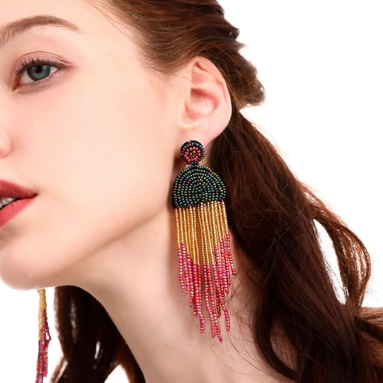 Ethnic Earrings Handmade Beaded Bohemian Tassel Earrings Reluova