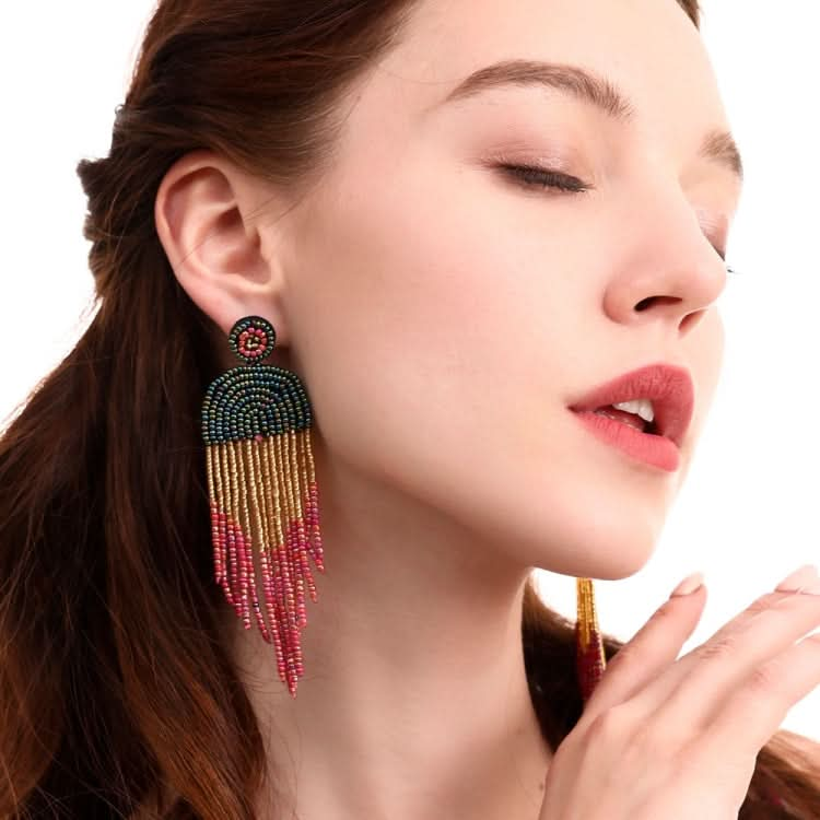 Ethnic Earrings Handmade Beaded Bohemian Tassel Earrings Reluova