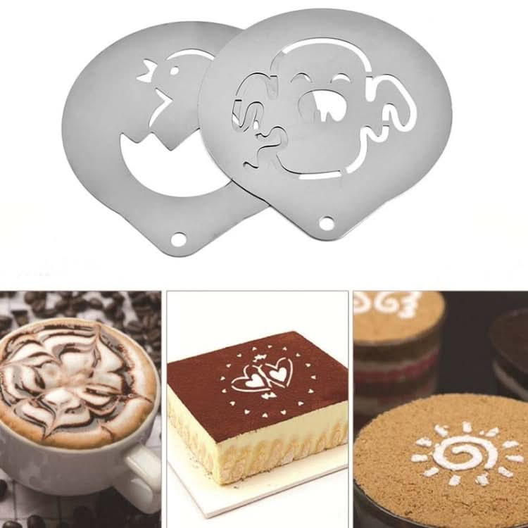 6 PCS Stainless Steel Garland Mold Fancy Coffee Printing Model Coffee Milk Foam Spray Pattern Template Random Style Delivery-Reluova