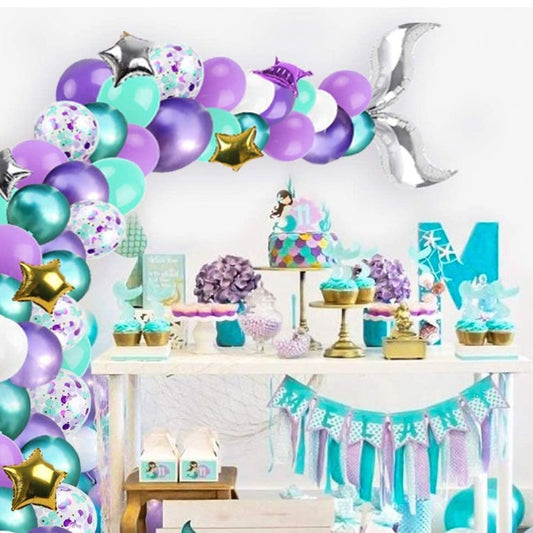 Golden Square Piece Confetti Balloon Set Ocean Theme Mermaid Party Balloon Decoration Set My Store