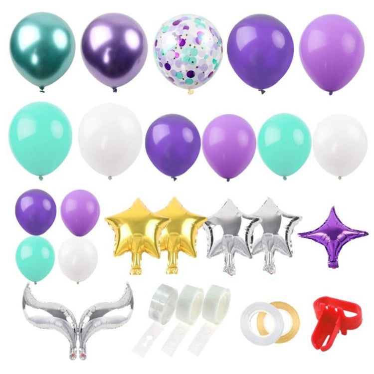 Golden Square Piece Confetti Balloon Set Ocean Theme Mermaid Party Balloon Decoration Set